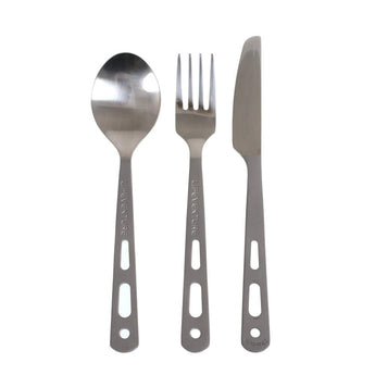Kelioninis titaninių valgymo įrankių komplektas Lifeventure Titanium Cutlery Set