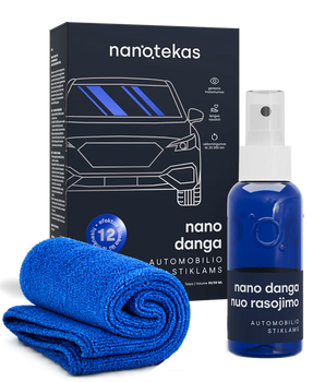 Rinkinys automobilio stiklams (NanoWiper, AntiFog ir šluostė)