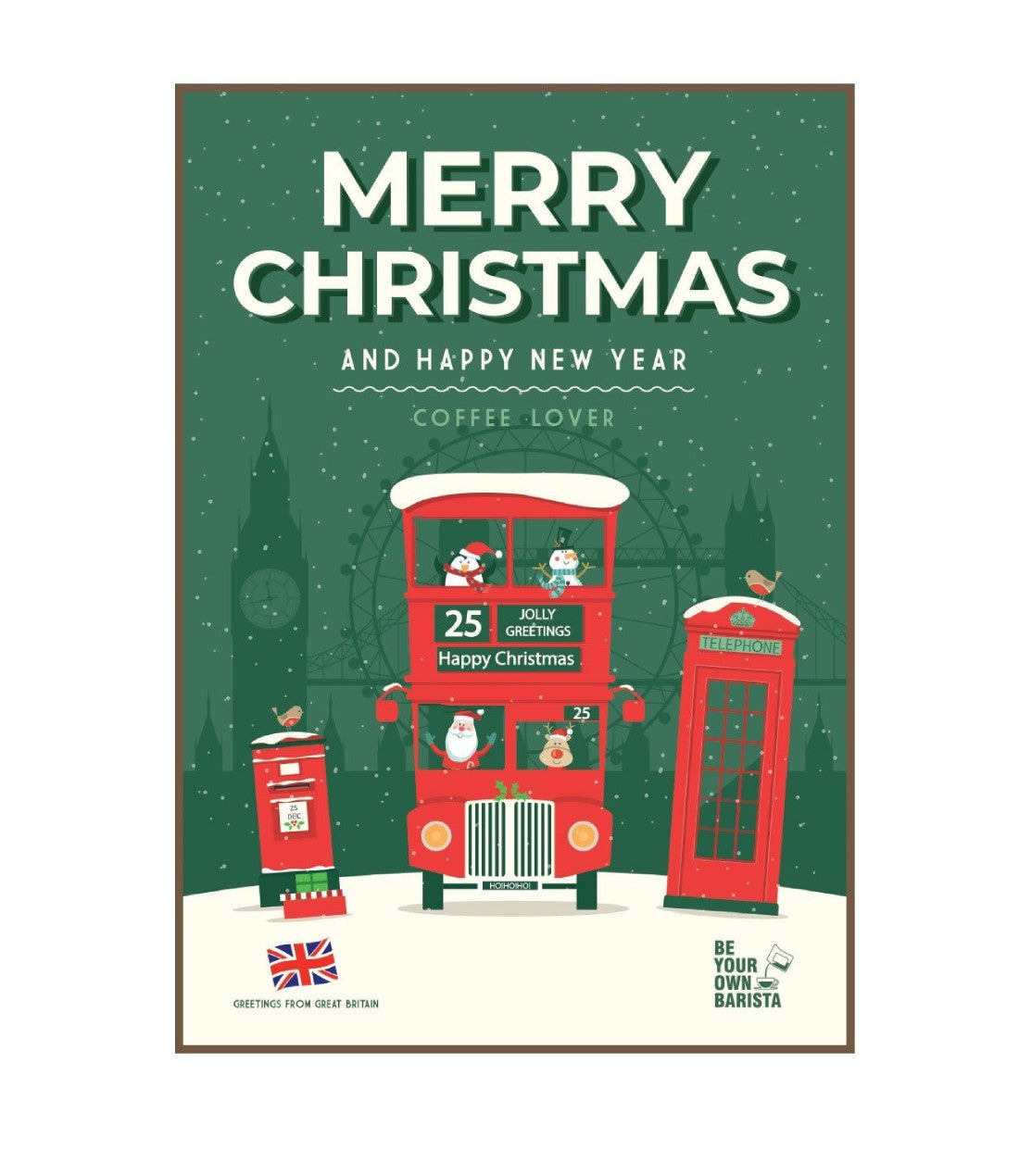 Kalėdinis atvirukas su kava Coffee Card Christmas #9