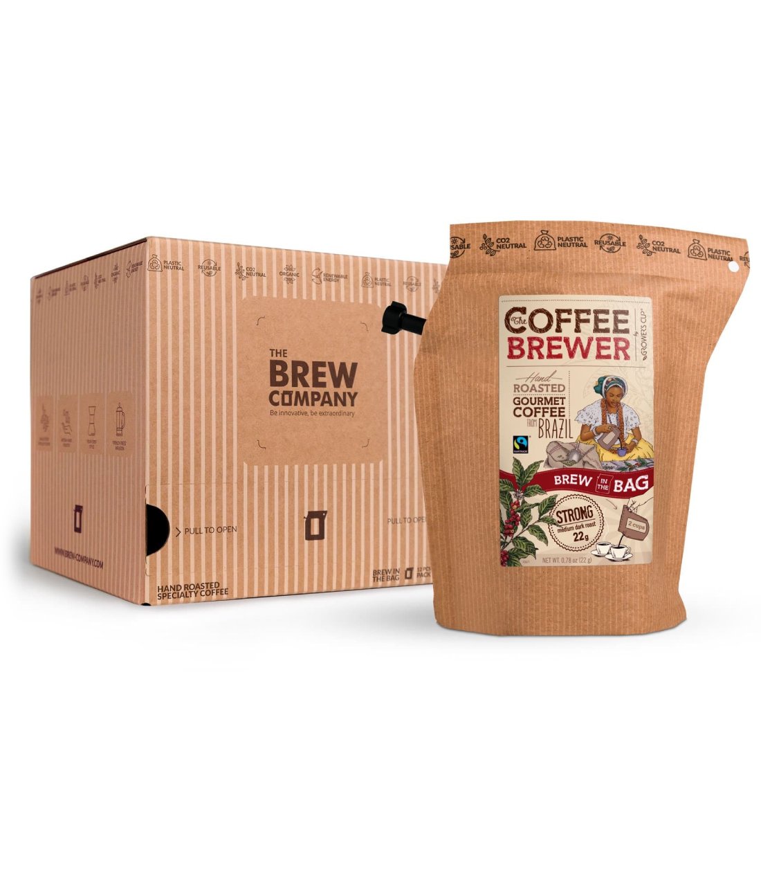 Kava Coffeebrewer - Brazil (Strong), Fairtrade, 12 pakelių dėžė (24 puodeliai kavos)