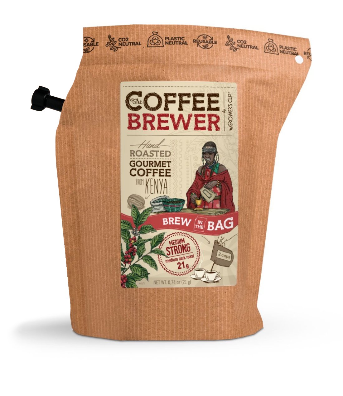 Kava Coffeebrewer - Kenya (Medium / Strong), Fairtrade, 1 pakelis (2 puodeliai kavos)