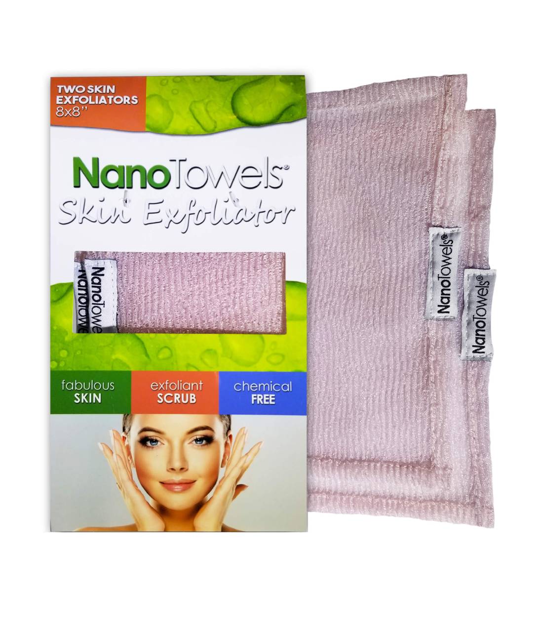 Šveičiamoji veido šluostė Nano Towels Skin Exfoliator (2 vnt.)