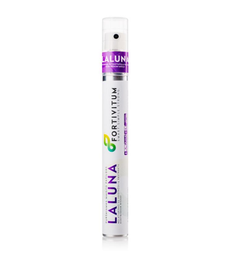 Purškiamas melatoninas ir 5-HTP gereniam miegui Fortivitum LALUNA, 13.5 ml (240 dozių - 2 mėnesiams)